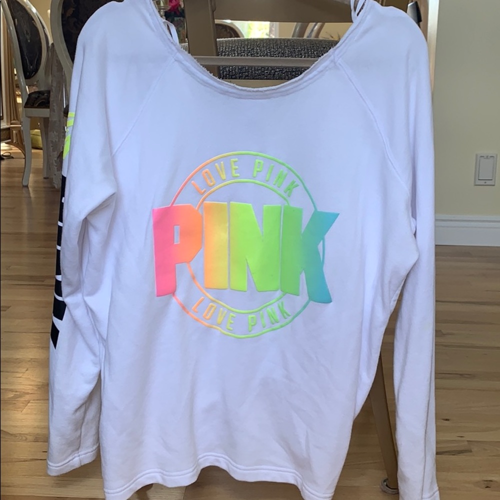 PINK Cut Off Neck Sweatershirt